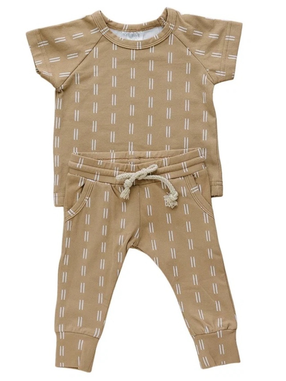 Mebie Baby Two-Piece Set with White Stitch Pattern size 6-12months